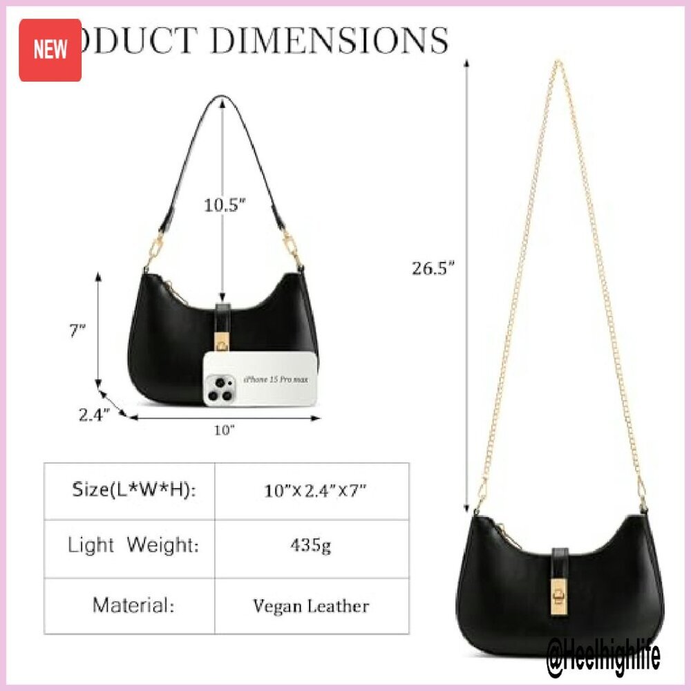 Vegan Leather Shoulder Bag with Detachable Strap, 10x7 Inches, Multi-Functional - Picture 8 of 8